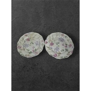 Set of 2 April Cornell Salad Plates 8.5in Floral Melamine Cream Scalloped
